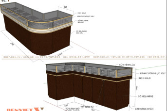 Mẫu tủ trang sức đặt giữa nhà có kích thước 1170 mm x 660 mm x 2500 mm